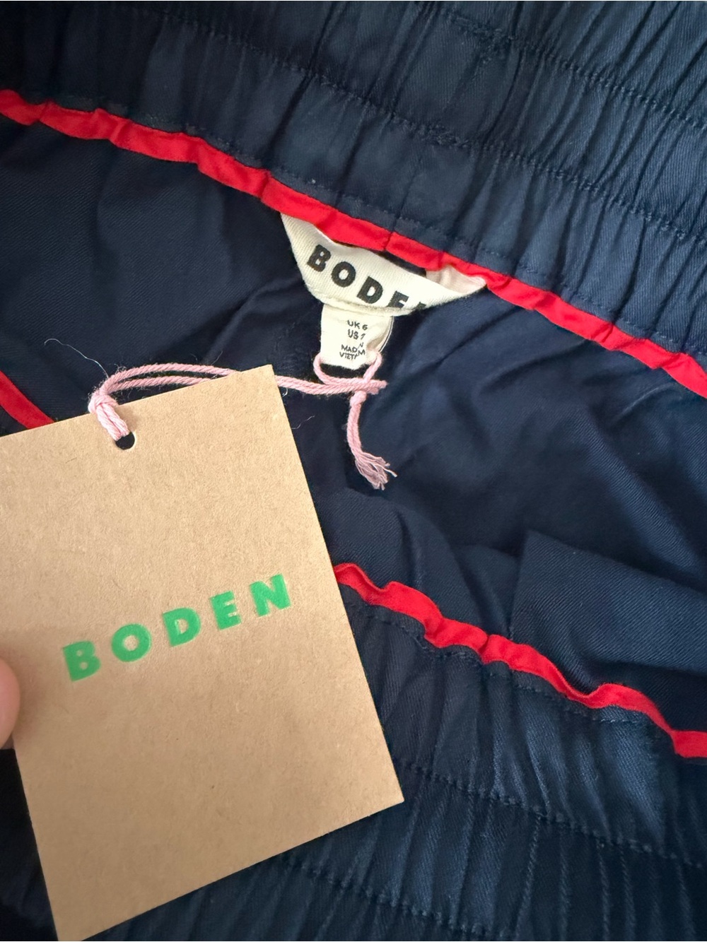 Boden Greenwich Tie Waist Wide Leg Pants in Navy, Size 2 - Picture 10 of 11